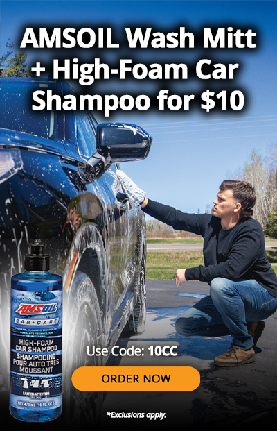 AMSOIL wash mitt + high-foam car shampoo for $10. Use Code: 10CC. Order now. *Exclusions apply.