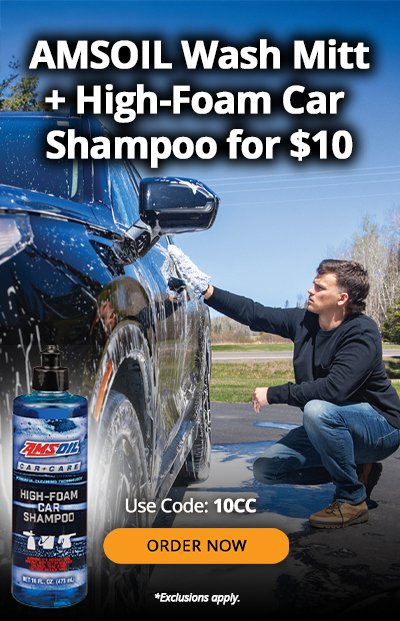 AMSOIL wash mitt + high-foam car shampoo for $10. Use Code: 10CC. Order now. *Exclusions apply.
