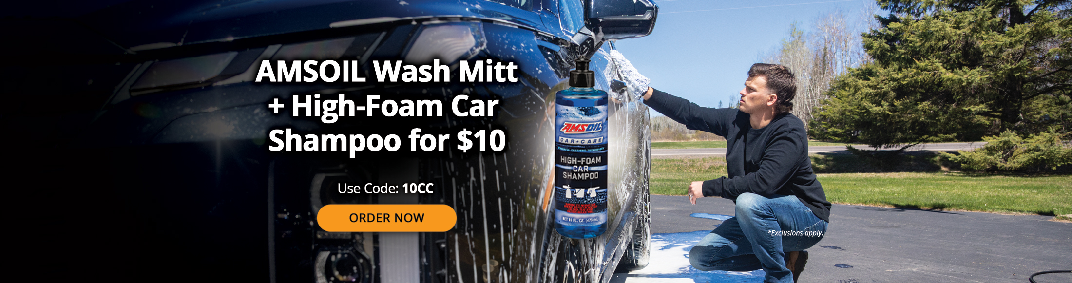 AMSOIL wash mitt + high-foam car shampoo for $10. Use Code: 10CC. Order now. *Exclusions apply.