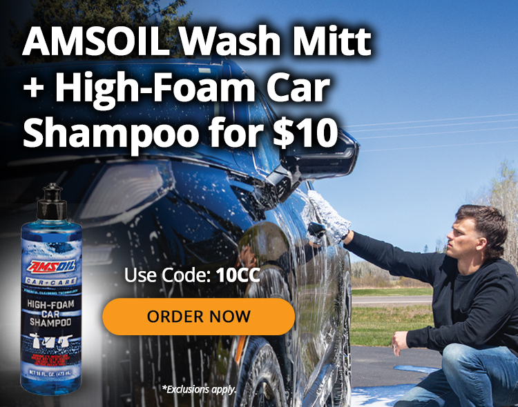 AMSOIL wash mitt + high-foam car shampoo for $10. Use Code: 10CC. Order now. *Exclusions apply.