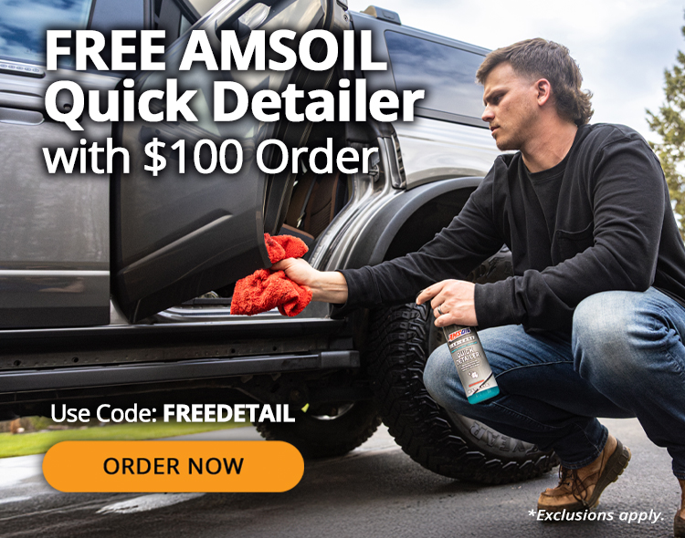 Free AMSOIL quick detailer with $100 order. Use Code: FREEDETAIL. Order now. *Exclusions apply.